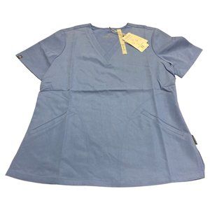 Mediclo Women's V-Neck Short Sleeves Nursing Medical 2 Pockets Breathable Top
